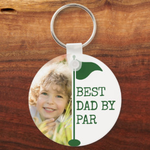 Best Dad By Par 2 Photos Golf Flag Keepsake Key Ring