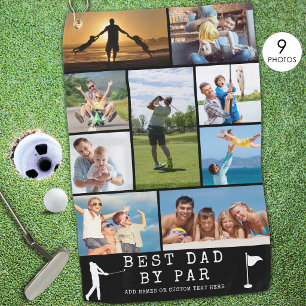 BEST DAD BY PAR 9 Photo Collage Personalised Golf Towel