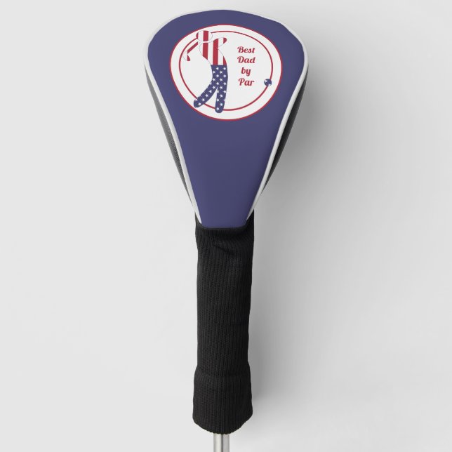 Best Dad by Par | American Flag Golf Player Head Cover (Front)