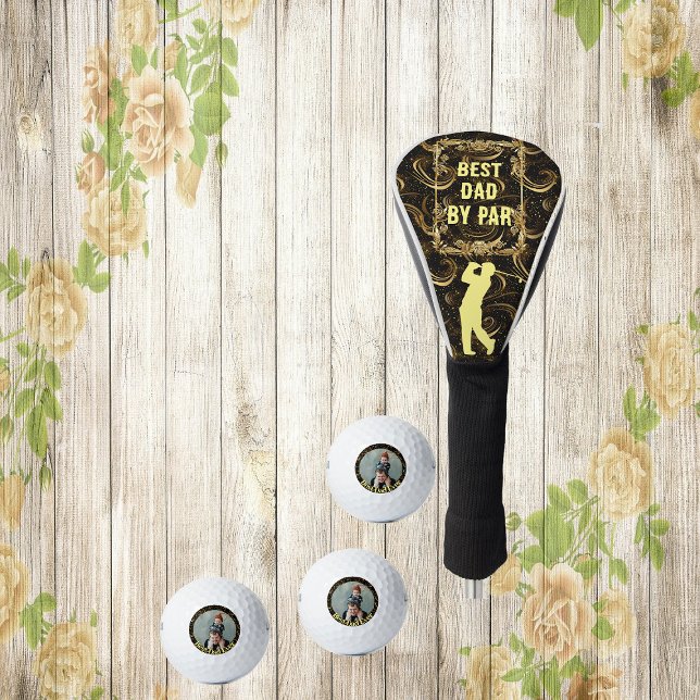 Best Dad By Par Calligraphy Gold Leafy Swirl Black Golf Head Cover (Best Dad By Par Calligraphy Gold Leafy Swirl Black Golf Head Cover)