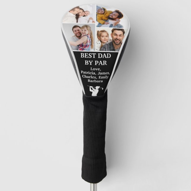 Best Dad by Par Custom 4 Photo Father's day  Golf Golf Head Cover (Front)