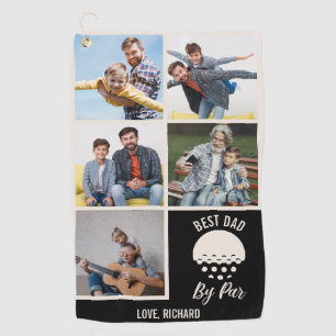 Best Dad By Par Custom 5 Photo Collage Golf Towel
