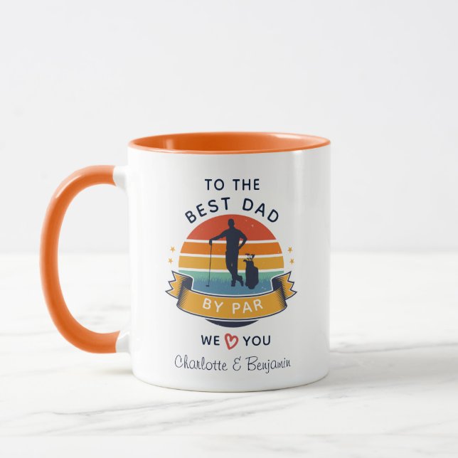 Best Dad By Par Custom Fathers Day Kids Photo Mug (Left)