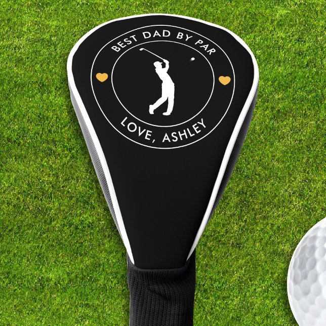 Best Dad By Par Custom Golfer Name Hearts Golf Head Cover (Creator Uploaded)