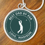 Best Dad By Par Custom Golfer Name Personalised Key Ring<br><div class="desc">Customise the text, and easily create your personalised keychain. Click EDIT, then click EDIT BACKGROUND to change the background colour. You can TRANSFER this DESIGN on other Zazzle products and adjust it to fit most Zazzle items. Standard Studio designs are made in high-resolution graphics for a professional print. Thank you...</div>