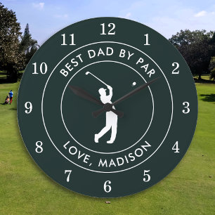 Best Dad By Par Custom Golfer Name Personalised Large Clock