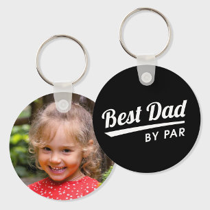 Best Dad By Par Custom Kid's Photo Black Golf Key Ring