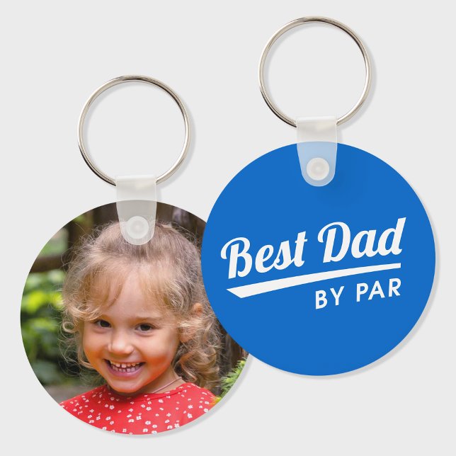 Best Dad By Par Custom Kid's Photo Blue Golf Key Ring (Creator Uploaded)