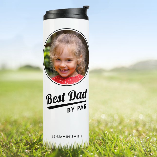 Best Dad By Par Custom Kid's Photo Golf White Thermal Tumbler (Creator Uploaded)