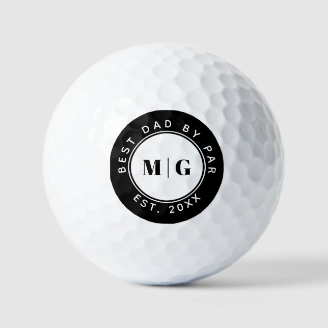 Best Dad By Par Custom Monogram Gift for Father Golf Balls (Front)