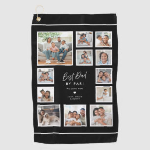 Best Dad By Par Custom Multi Photo Collage Sports  Golf Towel