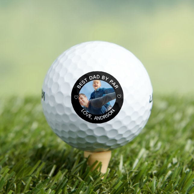 Best Dad By Par Custom Name Photo Father's Day Golf Balls (Insitu Tee)
