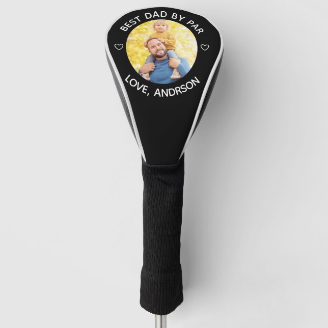 Best Dad By Par Custom Name Photo Father's Day  Golf Head Cover (Front)