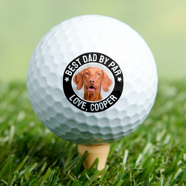 Best Dad by Par Custom Pet Dog Photo Black Golf Balls (Creator Uploaded)