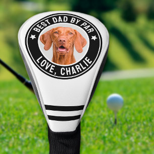 Best Dad by Par Custom Pet Dog Photo Black & White Golf Head Cover
