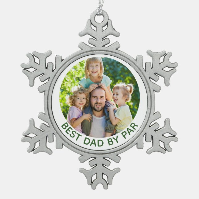 Best Dad By Par Custom Photo Golf Theme Ornament (Front)