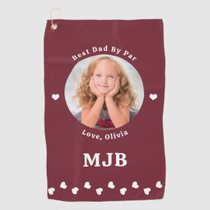 Best DAD By Par Custom Photo Modern Red Golf Towel