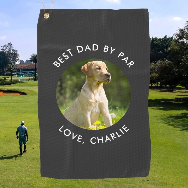 Best Dad By Par Custom Photo Name Personalised Golf Towel (Creator Uploaded)