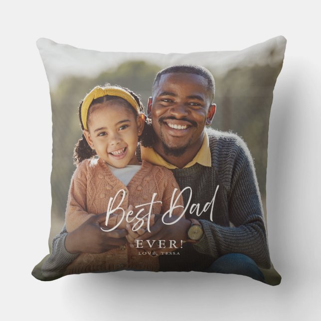Best Dad By Par Custom Two Photo Keepsake  Cushion (Front)