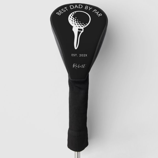 Best Dad by Par Custom Typography Golf Head Cover (Front)