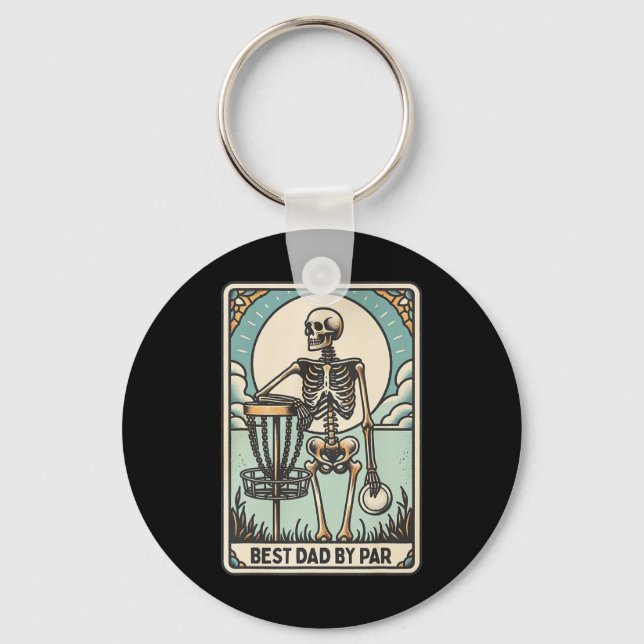 Best Dad By Par - Disc Golf Dad Skeleton  Key Ring (Front)