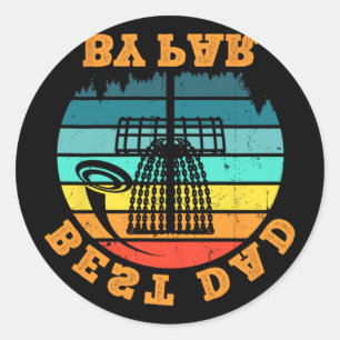 Best Dad By Par Disc Golf Funny Frisbee Golfer Fat Classic Round Sticker