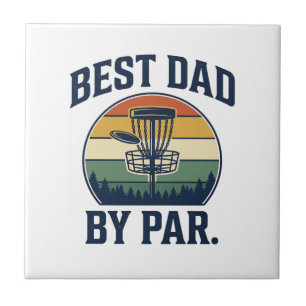 Best Dad By Par Disc Golf Vintage Sunset Design_1 Ceramic Tile
