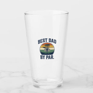 Best Dad By Par Disc Golf Vintage Sunset Design_1 Glass