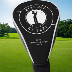 Best Dad By Par Elegant Sports Golfer Black White Golf Head Cover