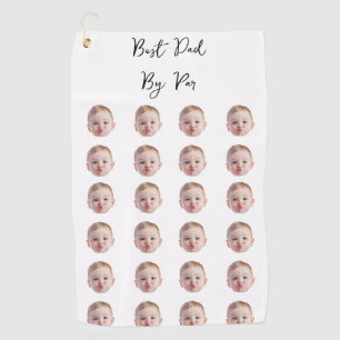 Best Dad By Par Family Presents Pet Face Dog Lover Golf Towel