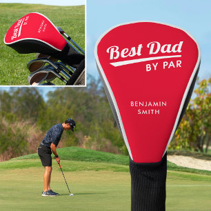 Best Dad By Par Father's Custom Name Red Golf Head Cover