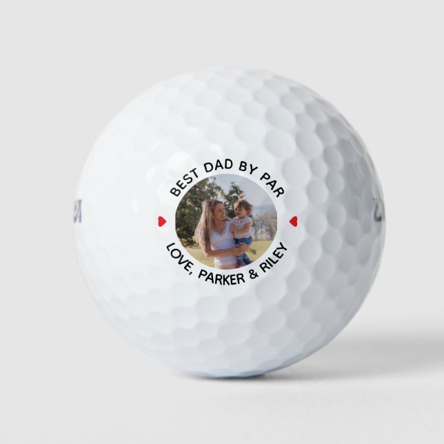 Best Dad By Par Fathers Day Personalised Photo Golf Balls (Front)