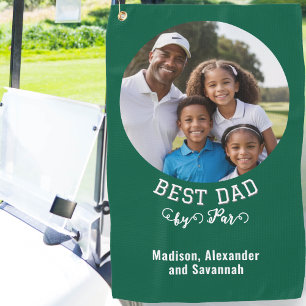 Best Dad By Par Father's Day Photo Green Golf Towel