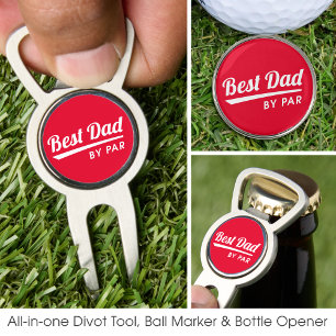 Best Dad By Par Father's Red Golf Ball Marker Divot Tool