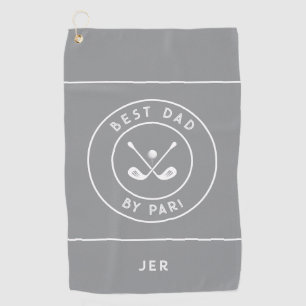 Best Dad By Par   Funny Golfer Humour Classic Grey Golf Towel
