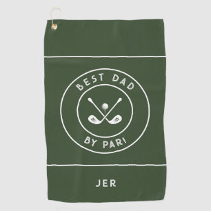 Best Dad By Par   Funny Golfer Humour Olive Green  Golf Towel