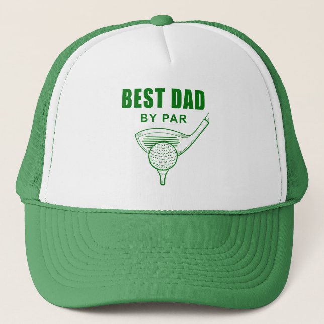 Best Dad By Par – Funny Sarcastic Golf Pun Father' Trucker Hat (Front)