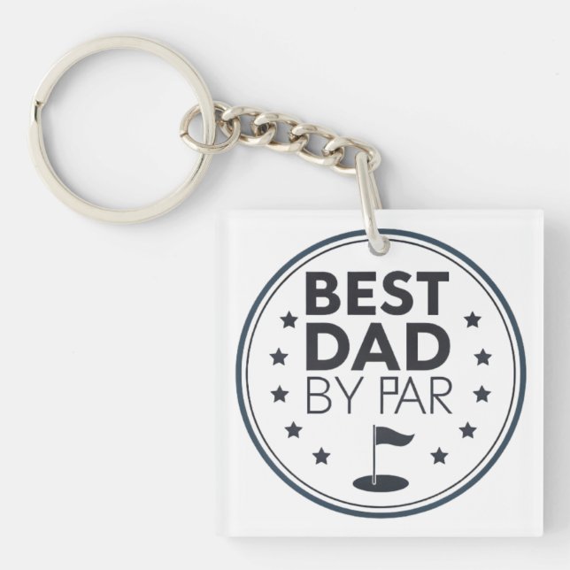 Best Dad By Par Golf Badge Design Key Ring (Front)