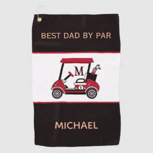 Best Dad by Par Golf Cart Monogram Name  Towel
