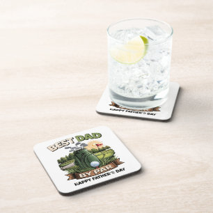 Best Dad By Par Golf Dad Funny Coaster
