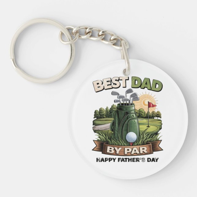 Best Dad By Par Golf Dad Funny Key Ring (Front)