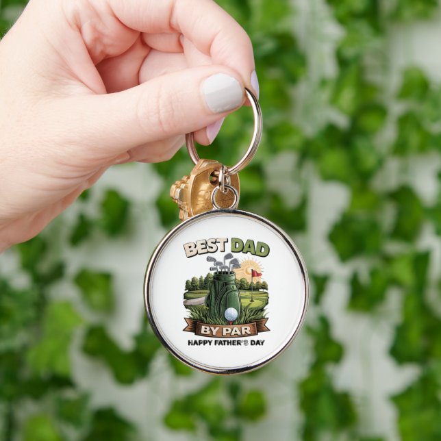 Best Dad By Par Golf Dad Funny Key Ring (Hand)