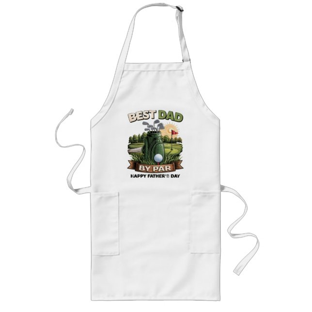 Best Dad By Par Golf Dad Funny Long Apron (Front)