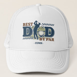 Best Dad By Par – Golf Dad Silhouette Design Trucker Hat