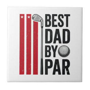 Best Dad By Par Golf Dad Vintage Design_1 Ceramic Tile