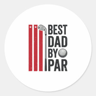 Best Dad By Par Golf Dad Vintage Design_1 Classic Round Sticker
