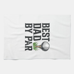Best Dad By Par Golf Fathers Day Vintage Design_1 Tea Towel
