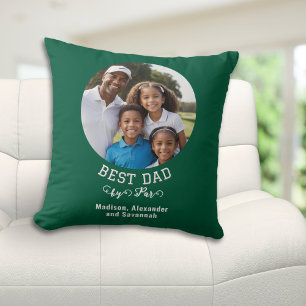 Best Dad by Par Golf Green Father's Day Photo Cushion
