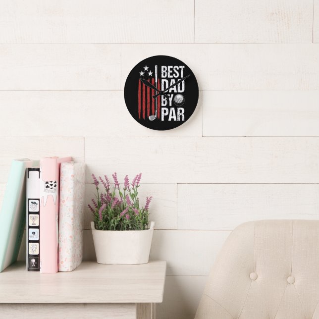 Best Dad By Par Golf Humour Round Clock (Reading Room)