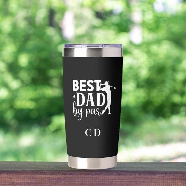Best Dad by par golf monogram black white Insulated Tumbler (Creator Uploaded)